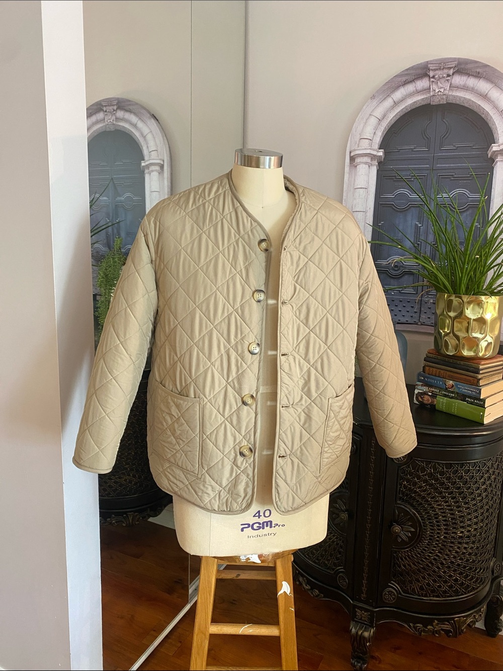 Versatile Cream quilted Jacket ladies size M